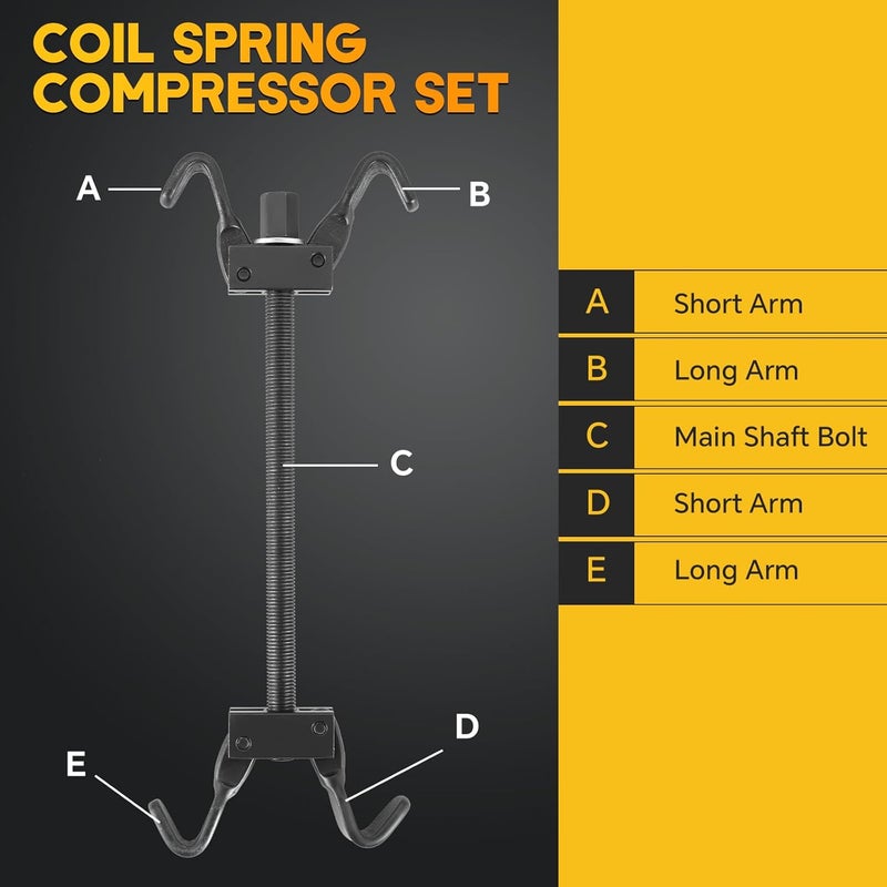 weyleity Coil Spring Compressor Tool Kit | Vehicle Strut & Coil Spring Installer/Remover, Fit Most Struts & Coil Springs, for Auto Repair & Maintenance with Tempered Chrome Steel Jaws - Image 2